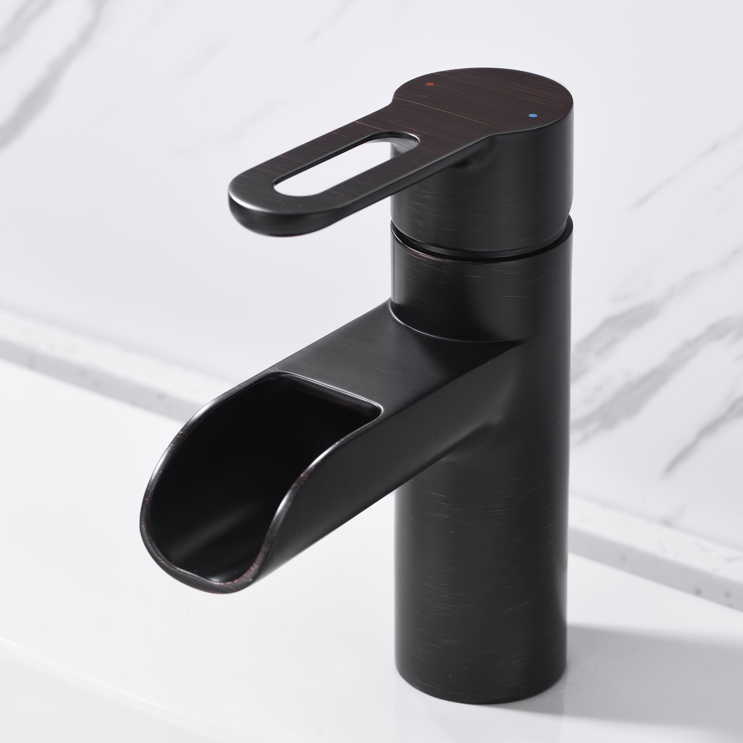VividFall BSH16-SO Waterfall Single Hole Single Handle Bathroom Vessel Sink Faucet with Drain in Oil Rubbed Bronze