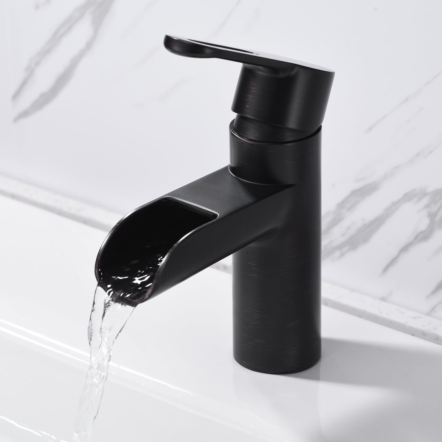 VividFall BSH16-SO Waterfall Single Hole Single Handle Bathroom Vessel Sink Faucet with Drain in Oil Rubbed Bronze