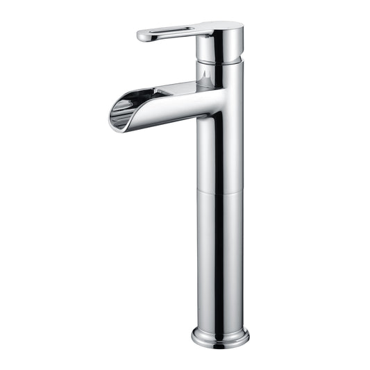 VividFall BSH16-TC Waterfall Single Hole Single Handle Bathroom Vessel Sink Faucet with Drain in Chrome