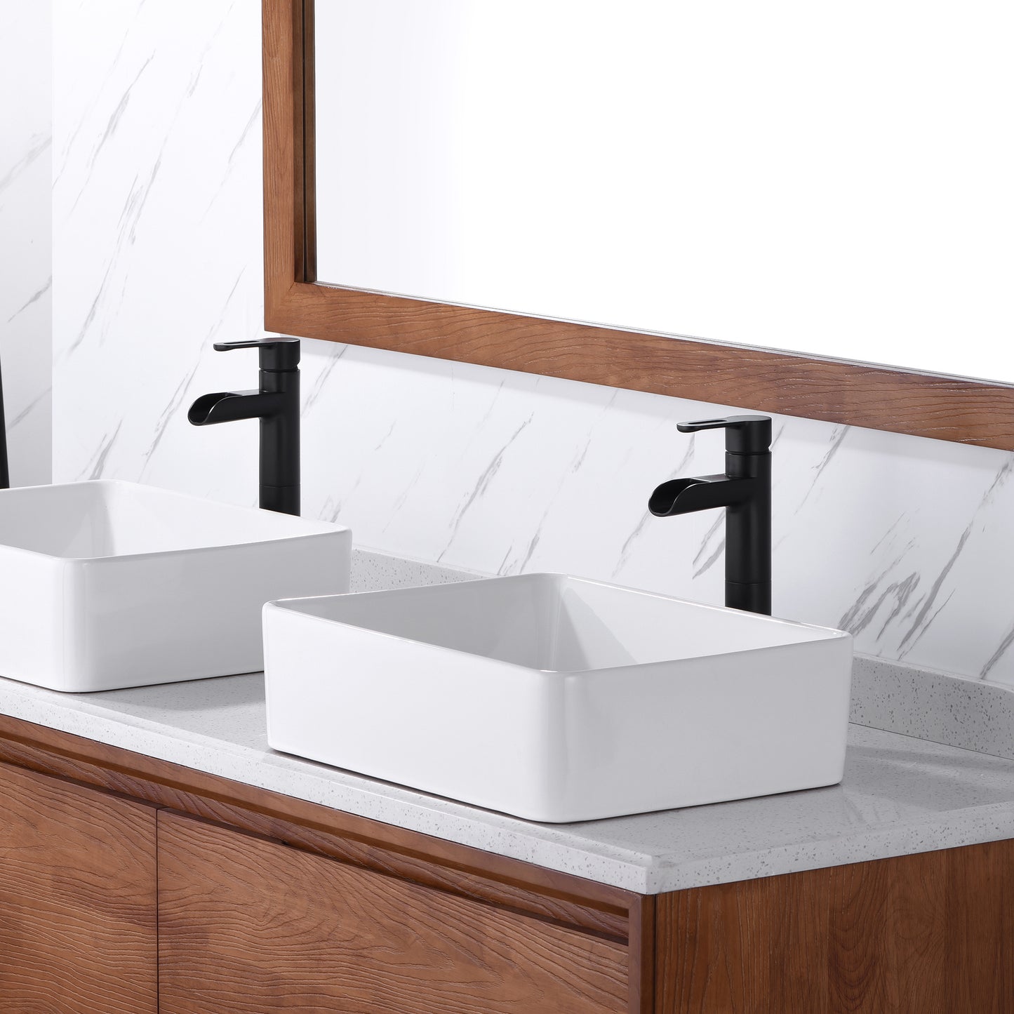 VividFall BSH16-TM Waterfall Single Hole Single Handle Bathroom Vessel Sink Faucet with Drain in Matte Black