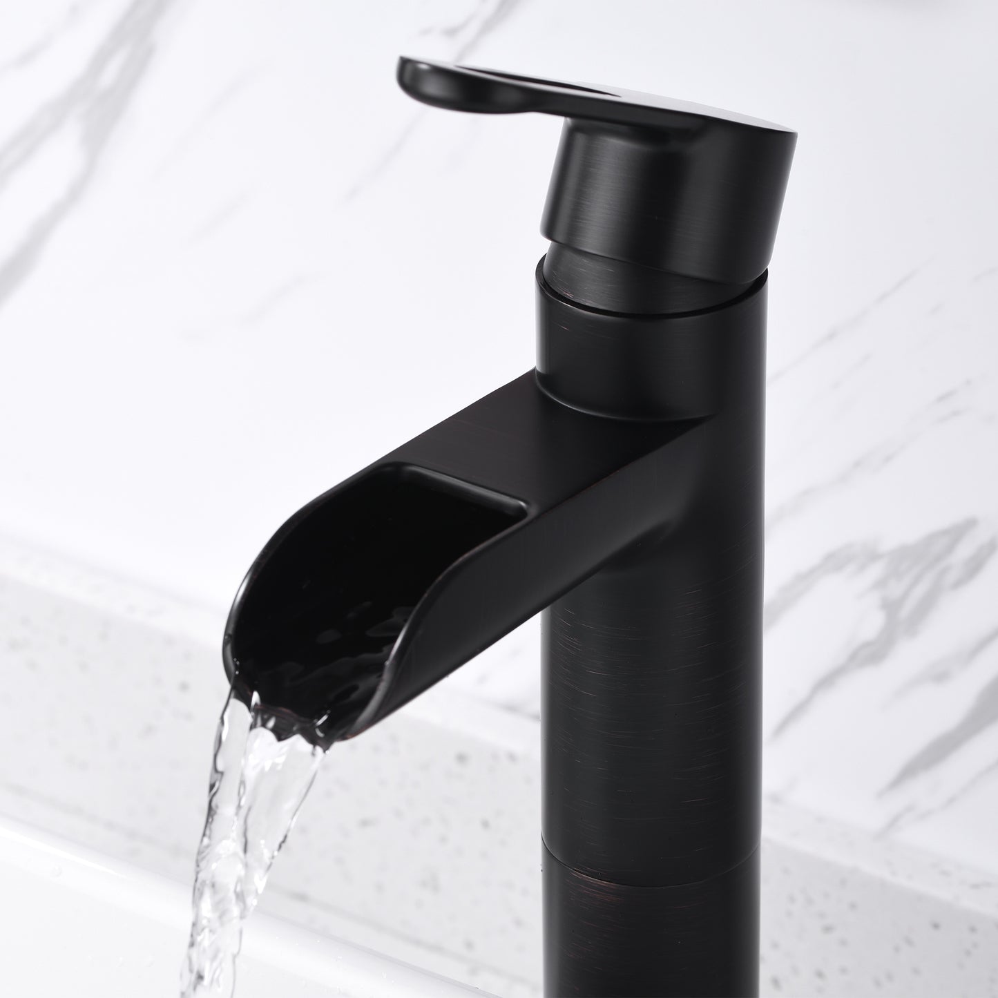 VividFall BSH16-TO Waterfall Single Hole Single Handle Bathroom Vessel Sink Faucet with Drain in Oil Rubbed Bronze