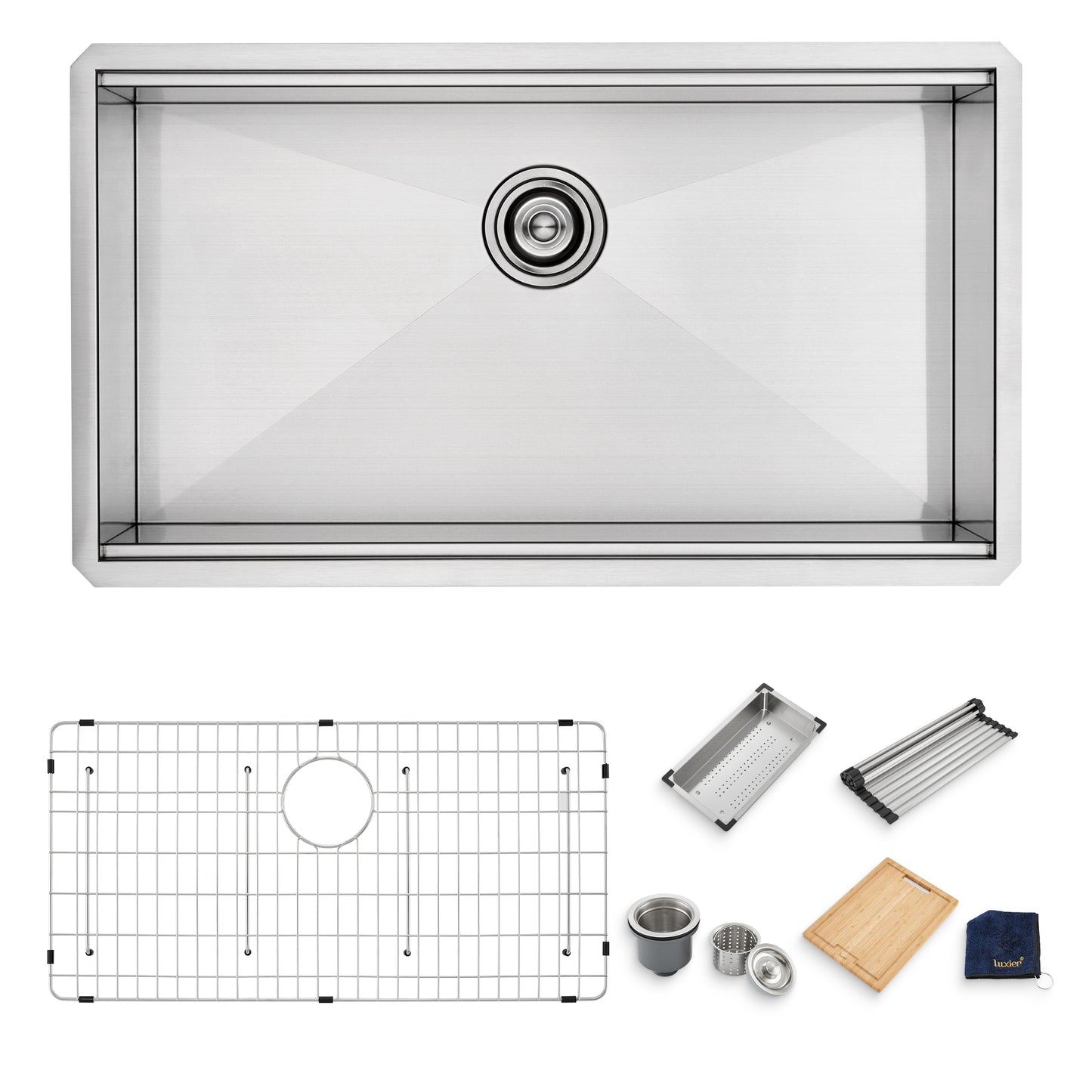 CHS33-18Z 33 in. Undermount Single Bowl 18-Gauge Stainless Steel Workstation Kitchen Sink with Accessories