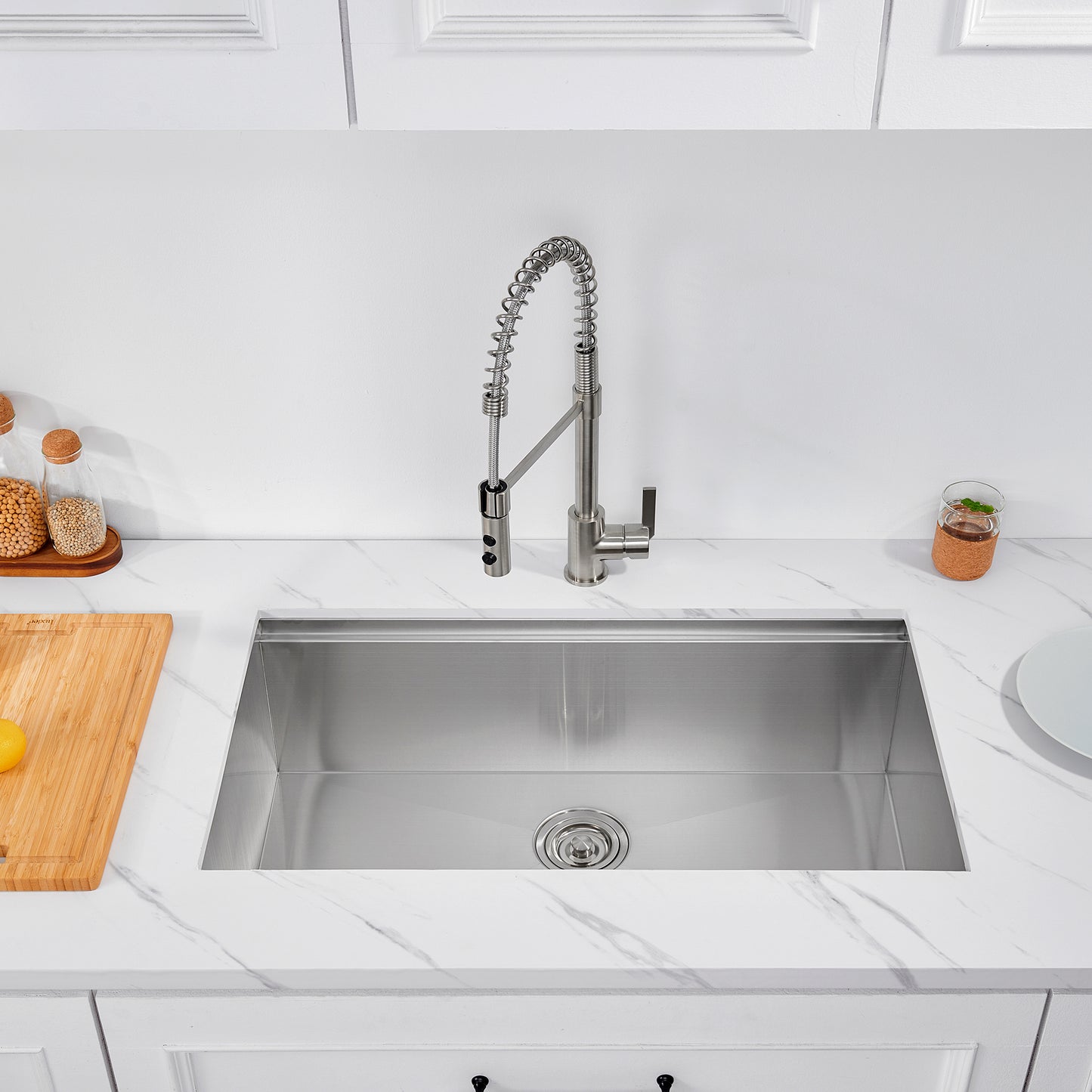 CHS33-18Z 33 in. Undermount Single Bowl 18-Gauge Stainless Steel Workstation Kitchen Sink with Accessories