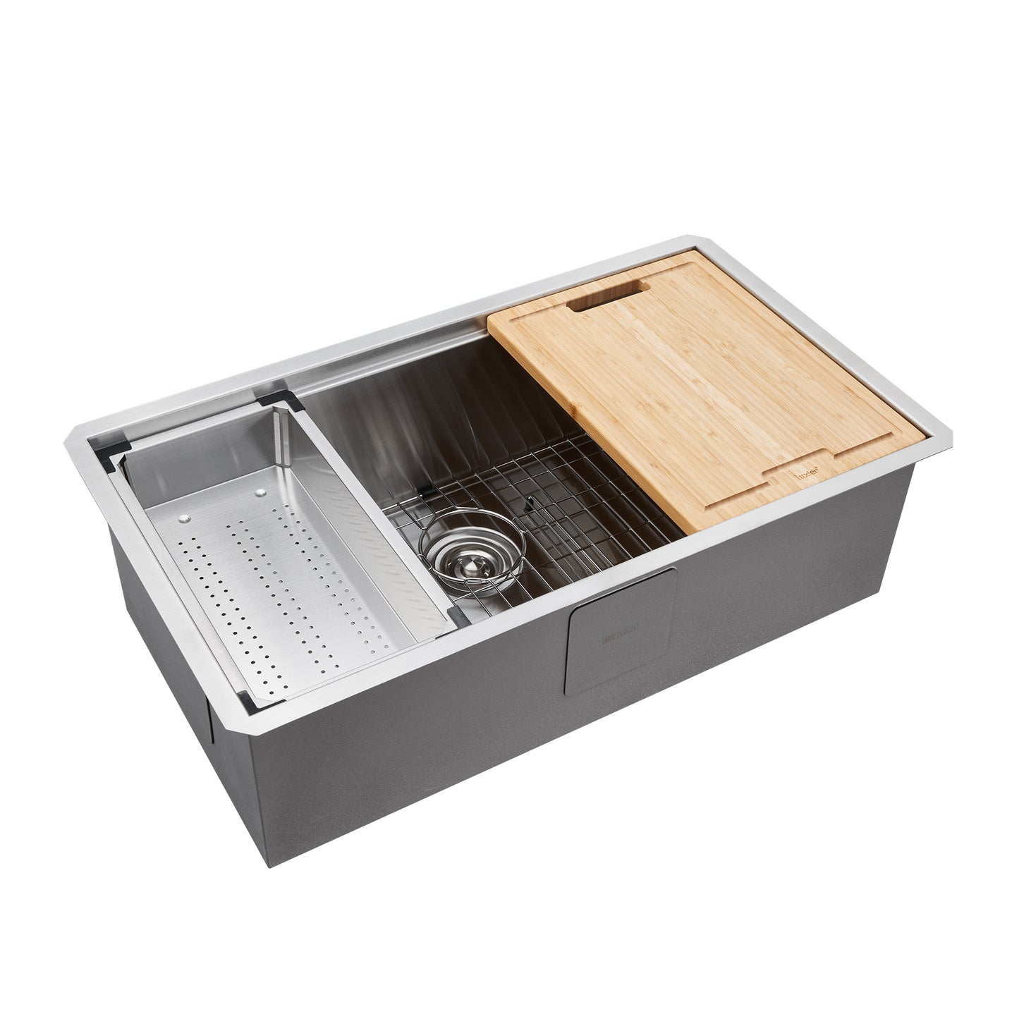CHS33-18Z 33 in. Undermount Single Bowl 18-Gauge Stainless Steel Workstation Kitchen Sink with Accessories