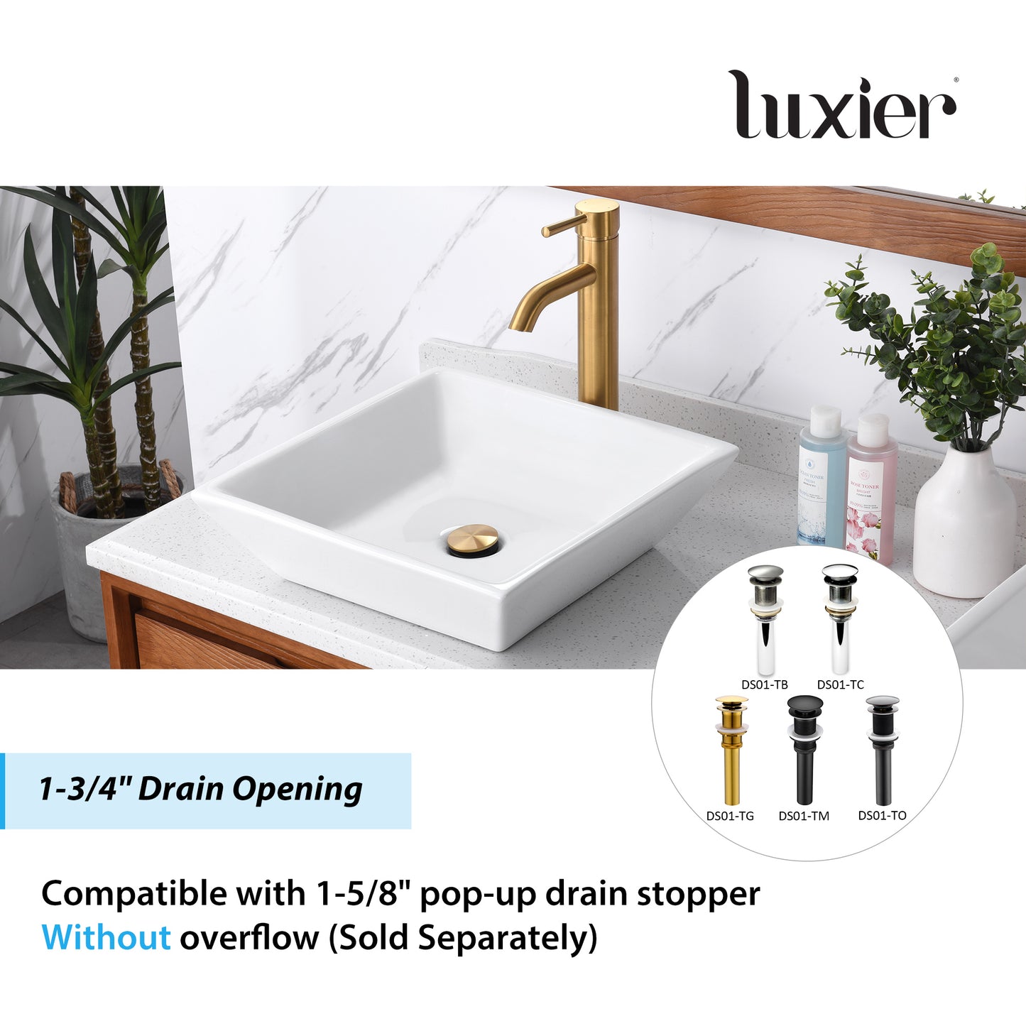 CS-006 Flat Square Bathroom Ceramic Vessel Sink Art Basin in White