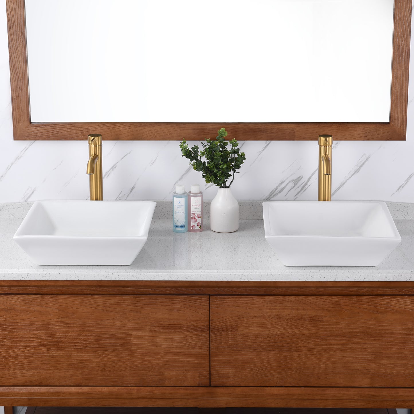 CS-006 Flat Square Bathroom Ceramic Vessel Sink Art Basin in White