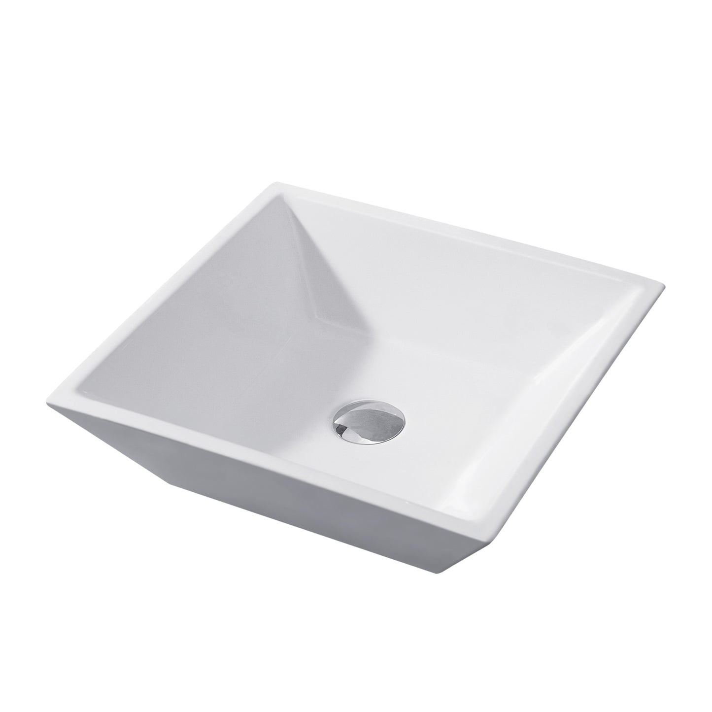 CS-006 Flat Square Bathroom Ceramic Vessel Sink Art Basin in White
