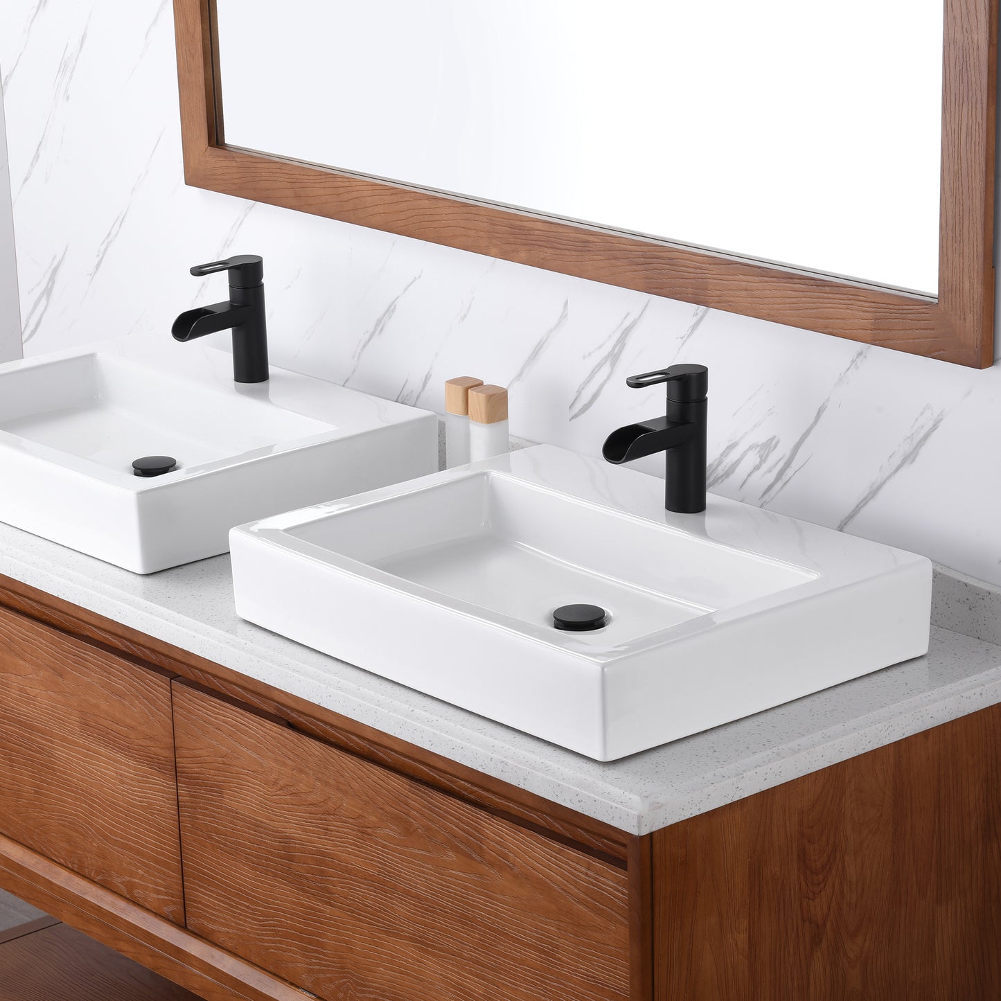 CS-021 Modern 24 in. Rectangular Bathroom Ceramic Vessel Sink in White