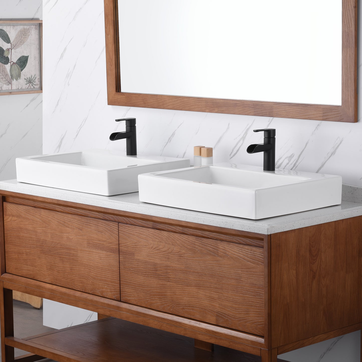 CS-021 Modern 24 in. Rectangular Bathroom Ceramic Vessel Sink in White