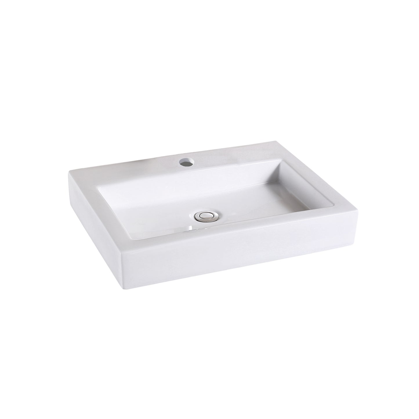 CS-021 Modern 24 in. Rectangular Bathroom Ceramic Vessel Sink in White