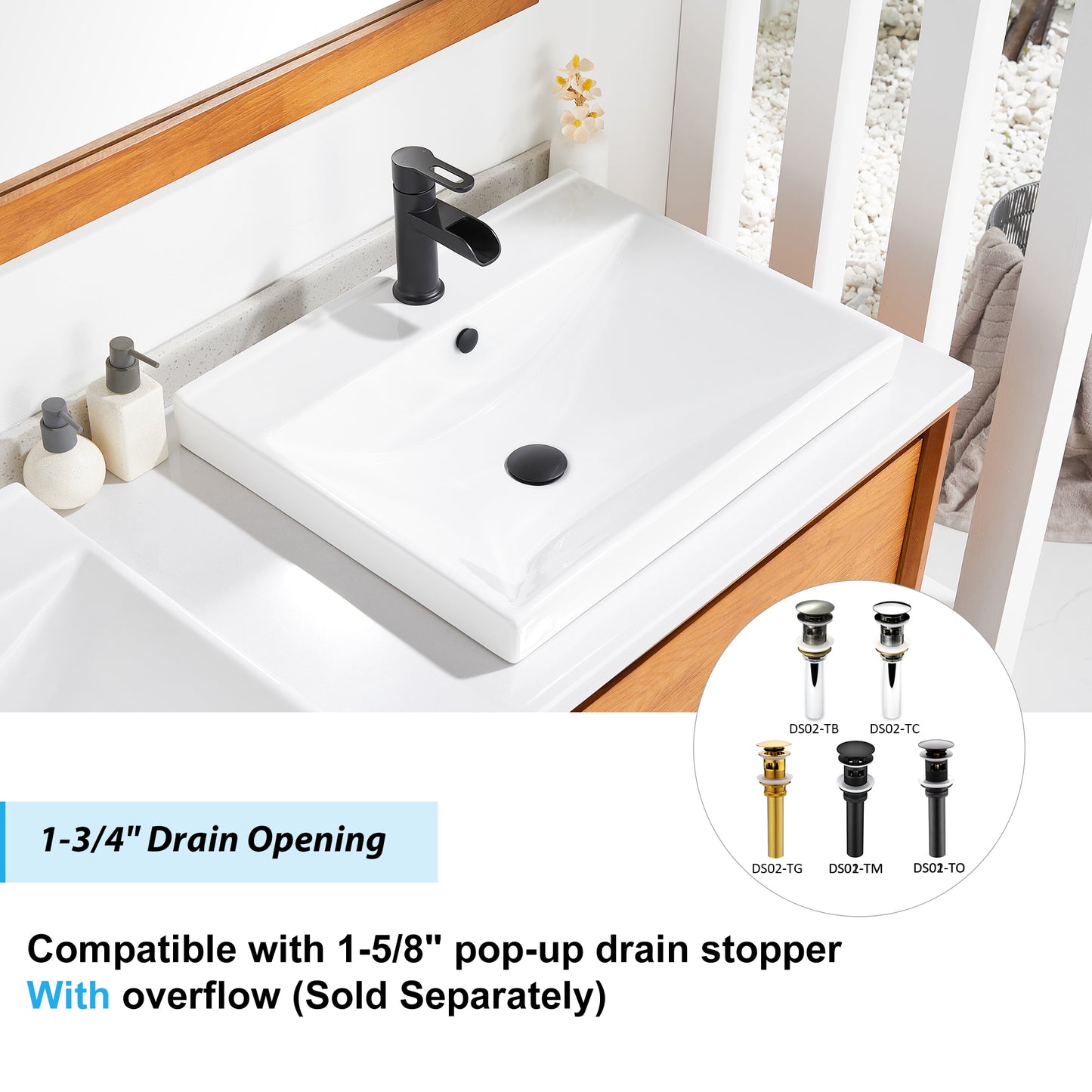 CS-029 Rectangular 24-1/2 in. Drop-In Ceramic Bathroom Sink in White