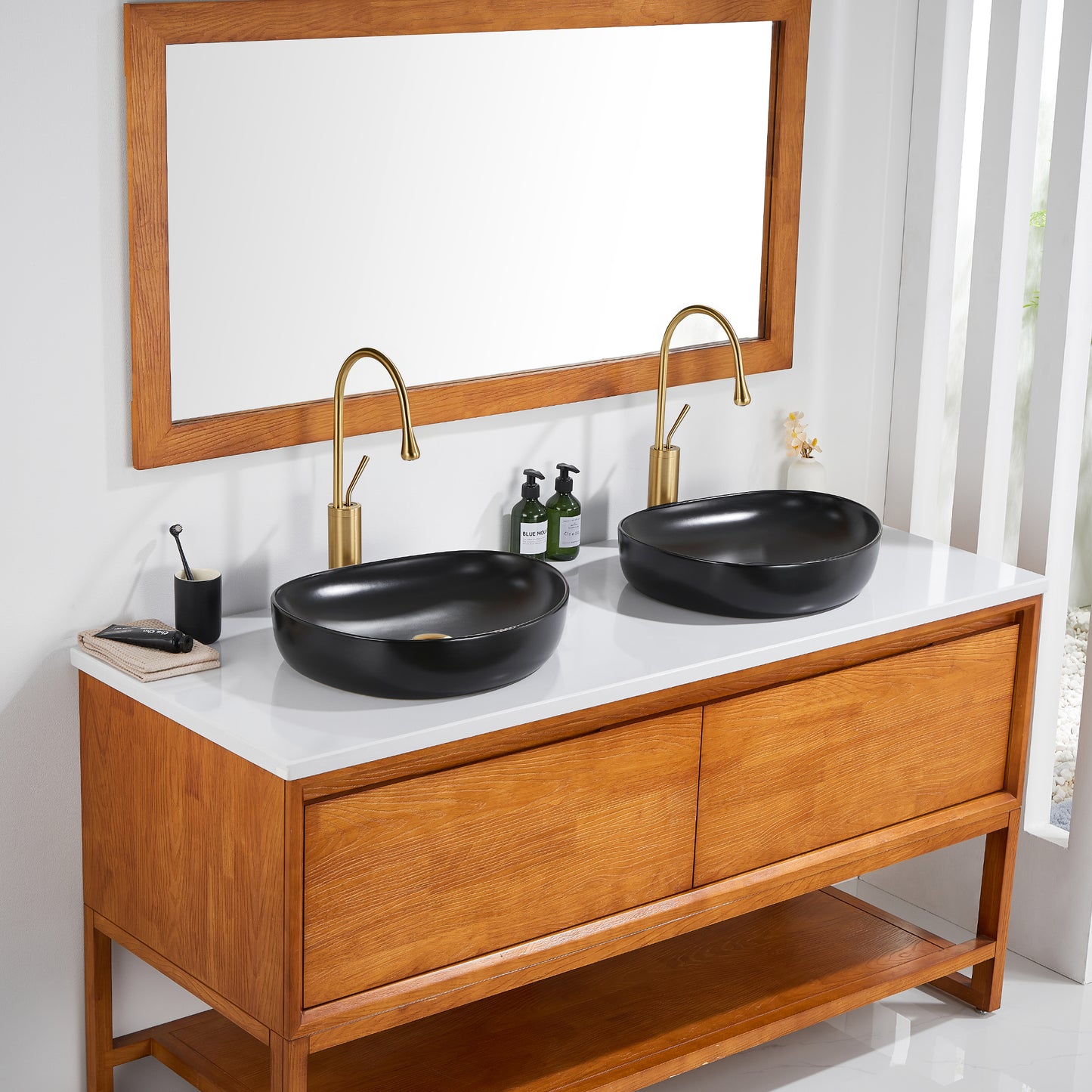 CS-032-MB Modern 22 in. Bathroom Ceramic Vessel Sink Art Basin in Matte Black