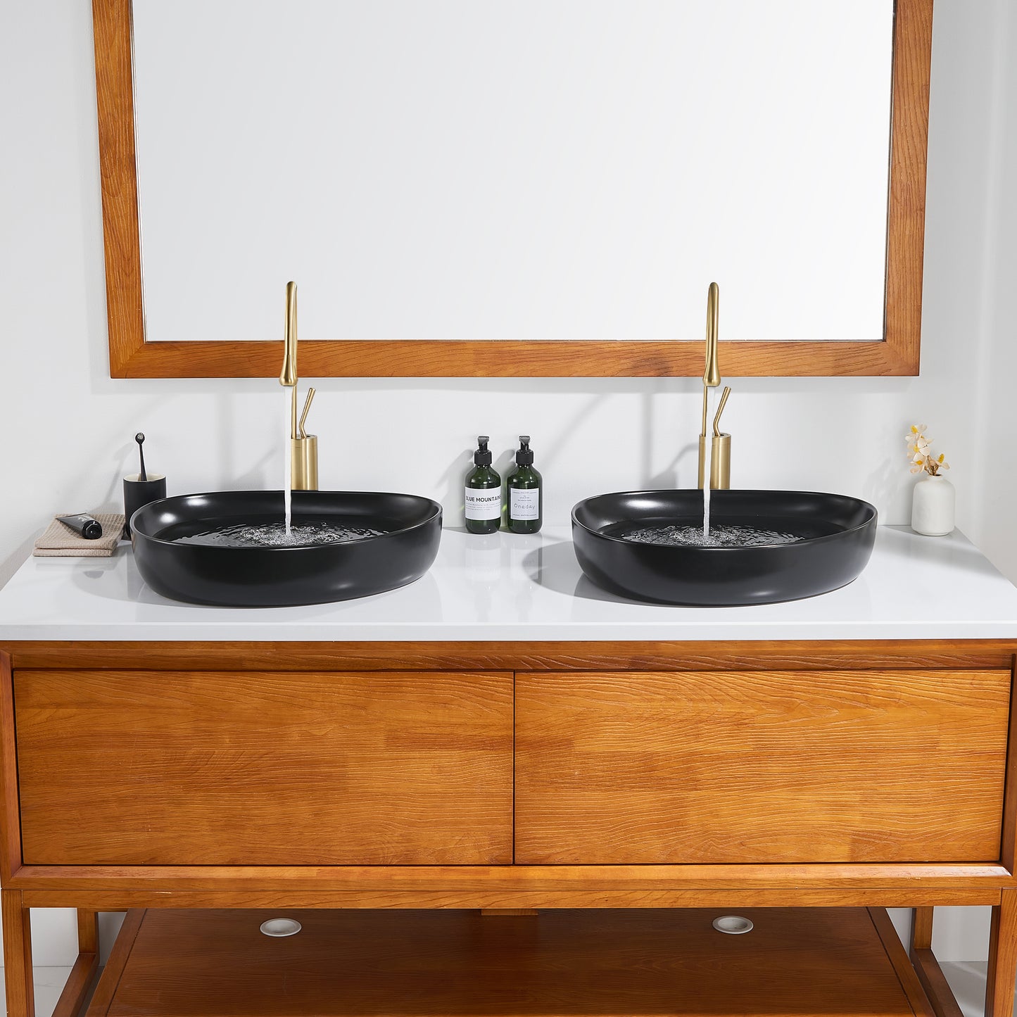 CS-032-MB Modern 22 in. Bathroom Ceramic Vessel Sink Art Basin in Matte Black