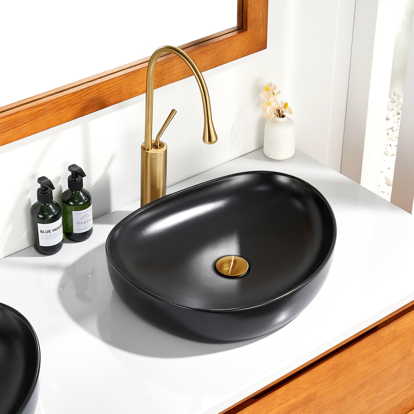 CS-032-MB Modern 22 in. Bathroom Ceramic Vessel Sink Art Basin in Matte Black
