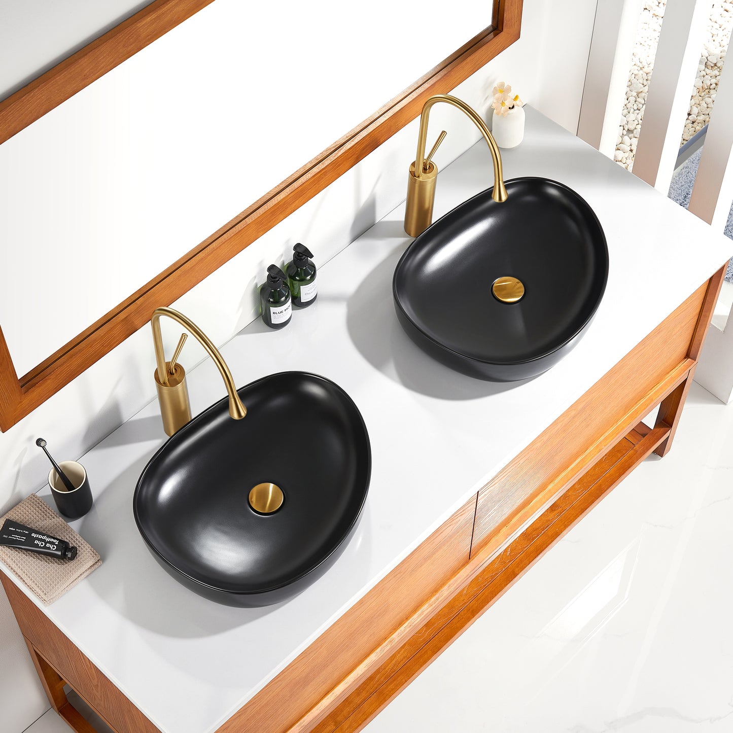 CS-032-MB Modern 22 in. Bathroom Ceramic Vessel Sink Art Basin in Matte Black