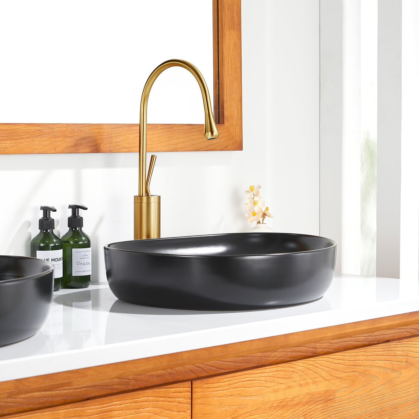 CS-032-MB Modern 22 in. Bathroom Ceramic Vessel Sink Art Basin in Matte Black