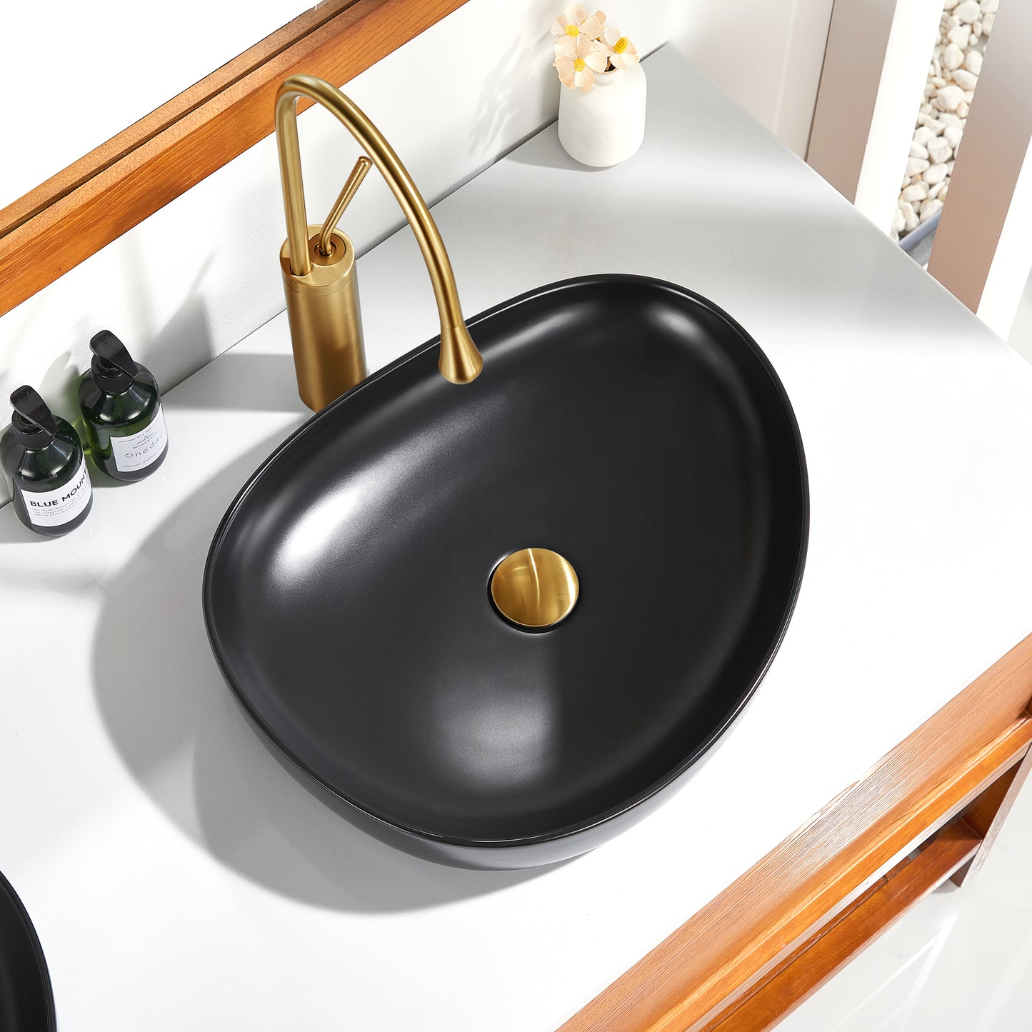 CS-032-MB Modern 22 in. Bathroom Ceramic Vessel Sink Art Basin in Matte Black