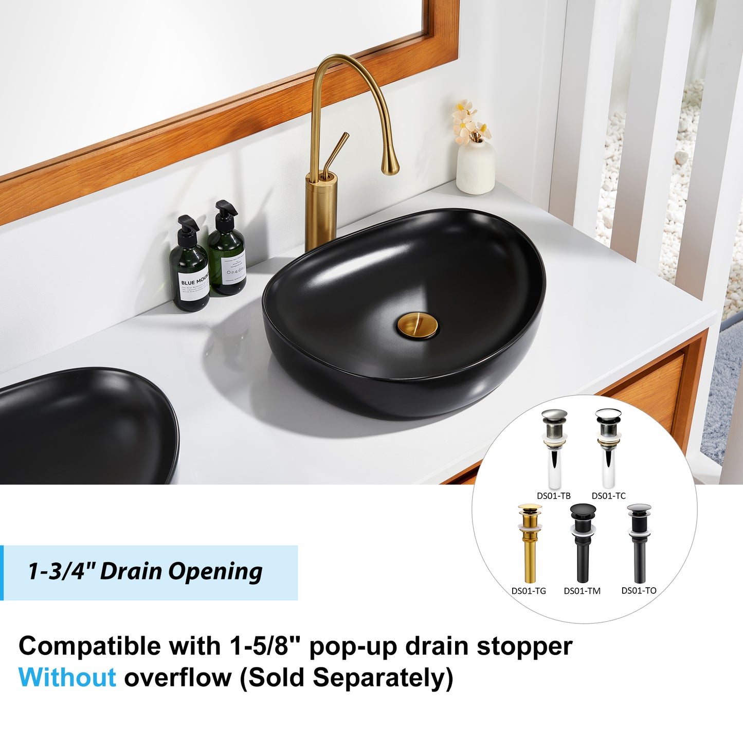 CS-032-MB Modern 22 in. Bathroom Ceramic Vessel Sink Art Basin in Matte Black