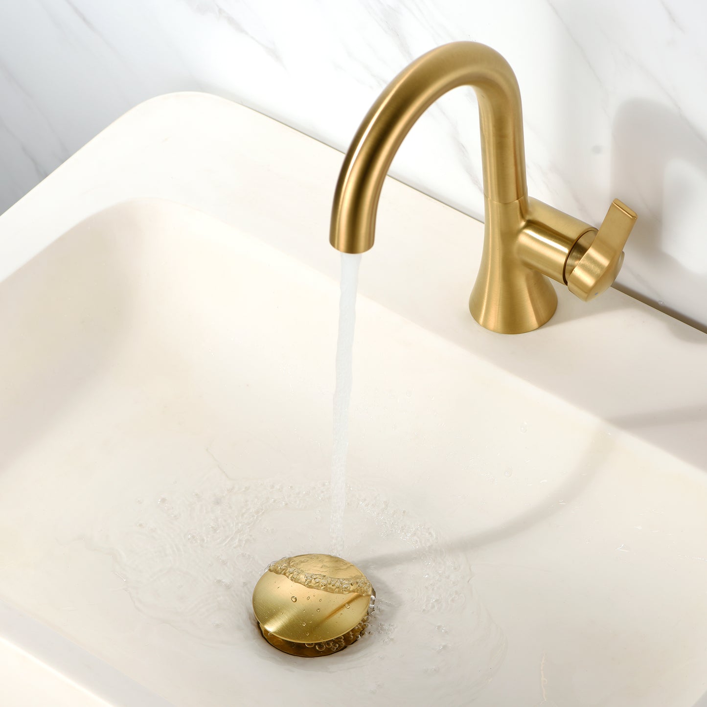 DS01-TG 1-5/8 in. Brass Bathroom and Vessel Sink Push Pop-Up Drain Stopper with No Overflow in Brushed Gold