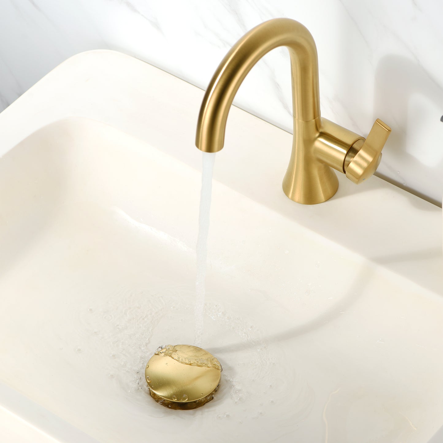 DS02-TG 1-5/8 in. Brass Bathroom and Vessel Sink Push Pop-Up Drain Stopper With Overflow in Brushed Gold