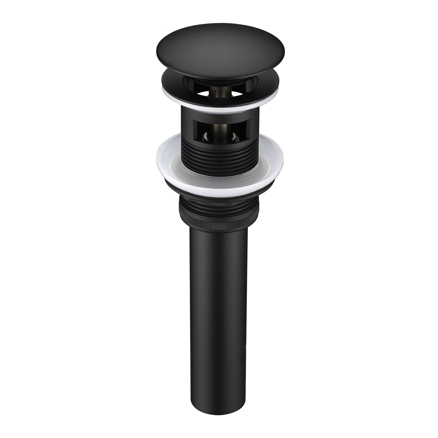 DS02-TM 1-5/8 in. Brass Bathroom and Vessel Sink Push Pop-Up Drain Stopper With Overflow in Matte Black