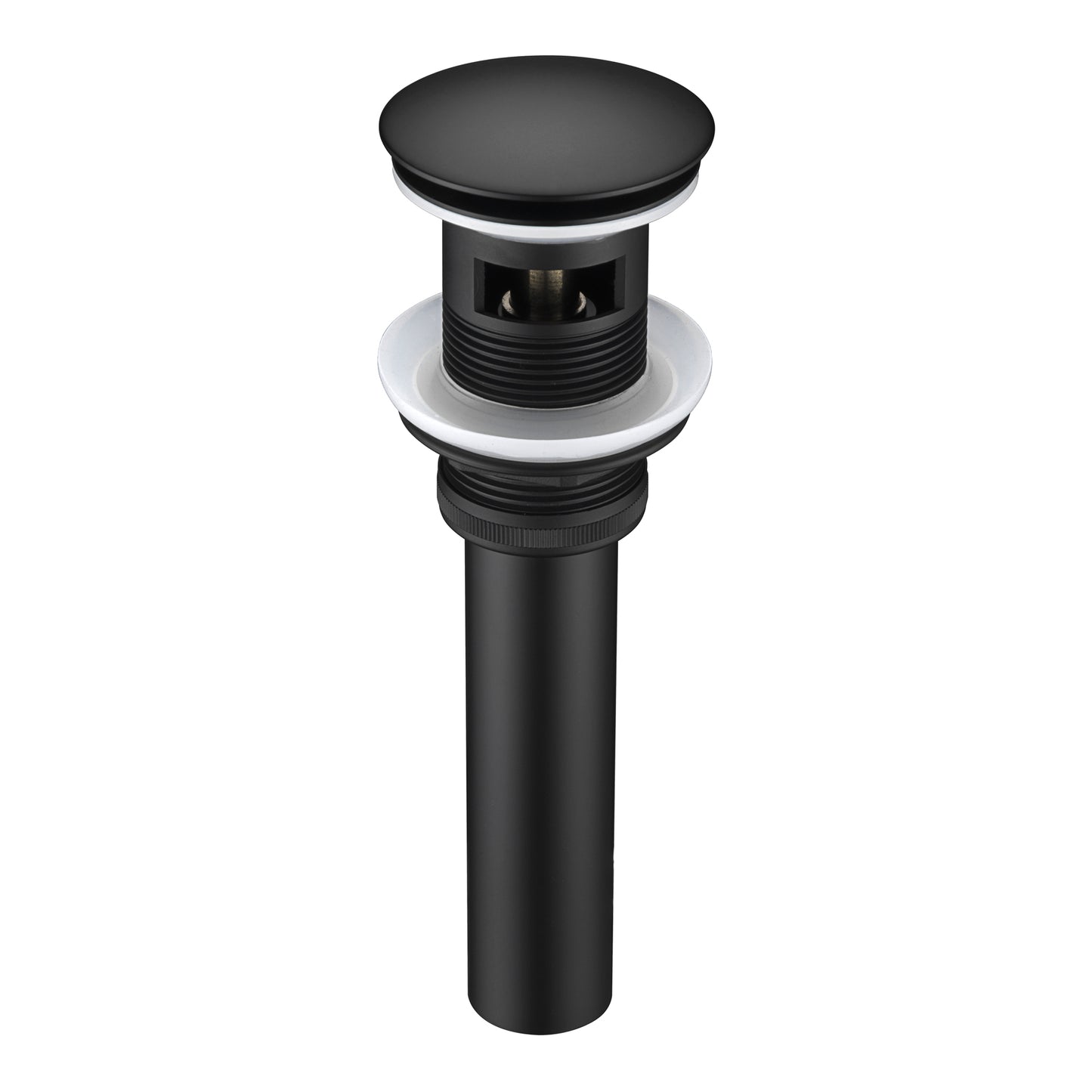 DS02-TM 1-5/8 in. Brass Bathroom and Vessel Sink Push Pop-Up Drain Stopper With Overflow in Matte Black