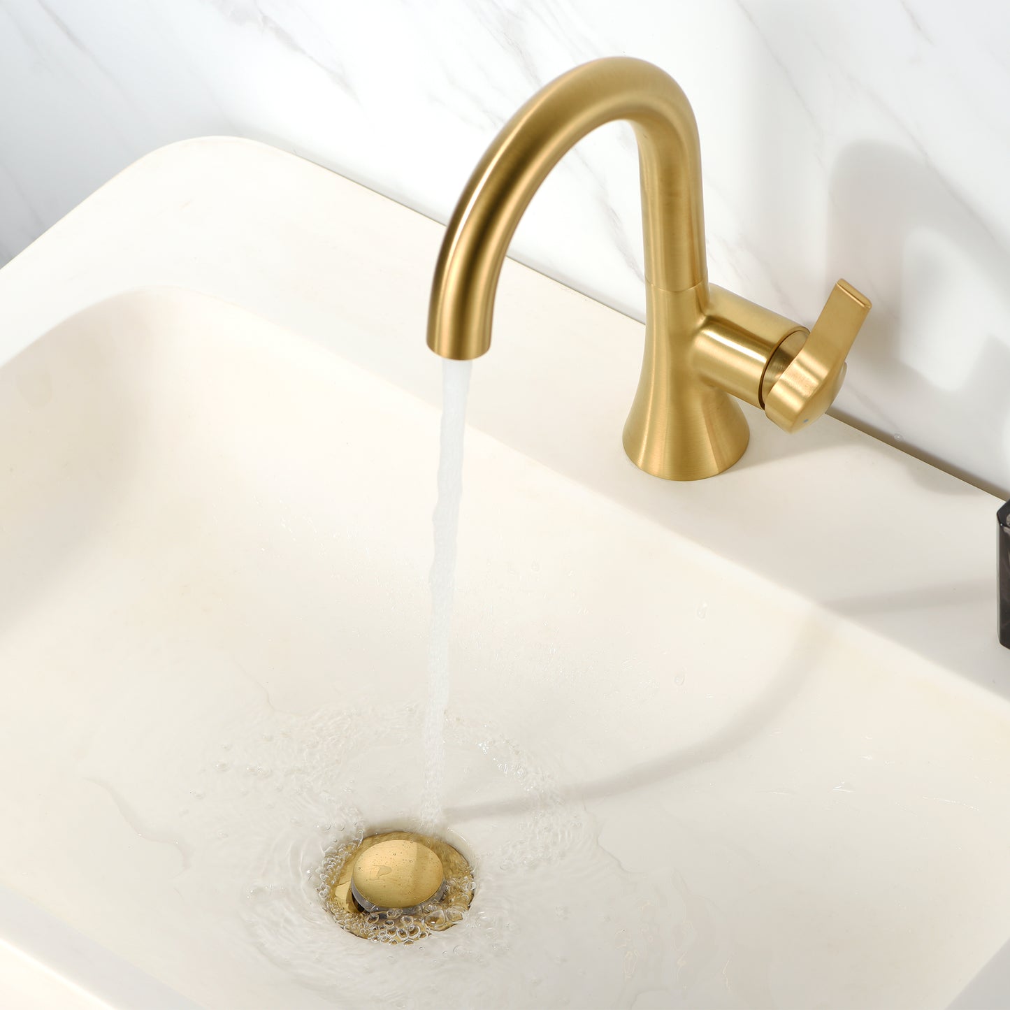 DS03-TG 1-1/2 in. Brass Bathroom and Vessel Sink Push Pop-Up Drain Stopper with No Overflow in Brushed Gold
