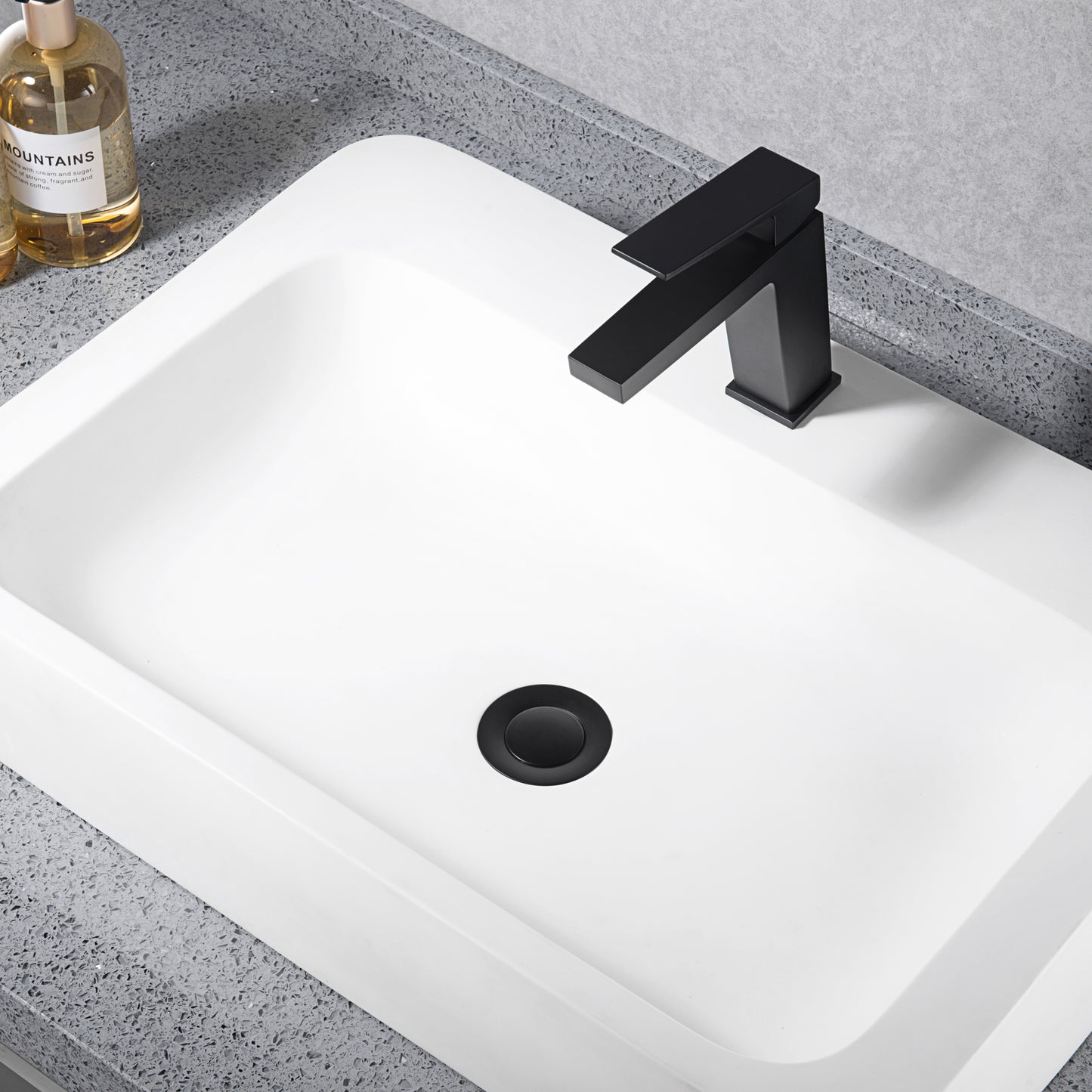 DS03-TM 1-1/2 in. Brass Bathroom and Vessel Sink Push Pop-Up Drain Stopper with No Overflow in Matte Black