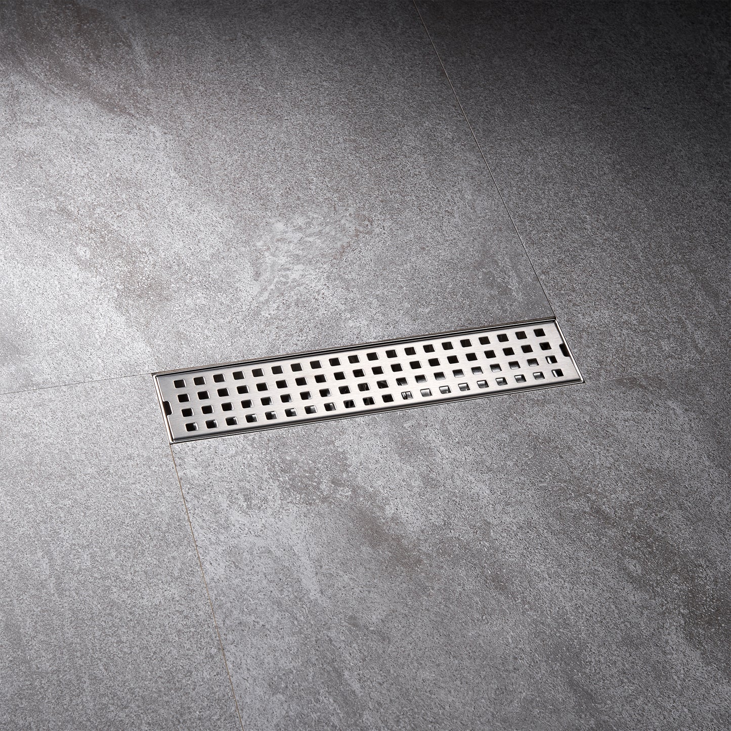 FD01-12-TB 12 in. Stainless Steel Linear Shower Drain with Square Pattern Drain Cover in Brushed Nickel