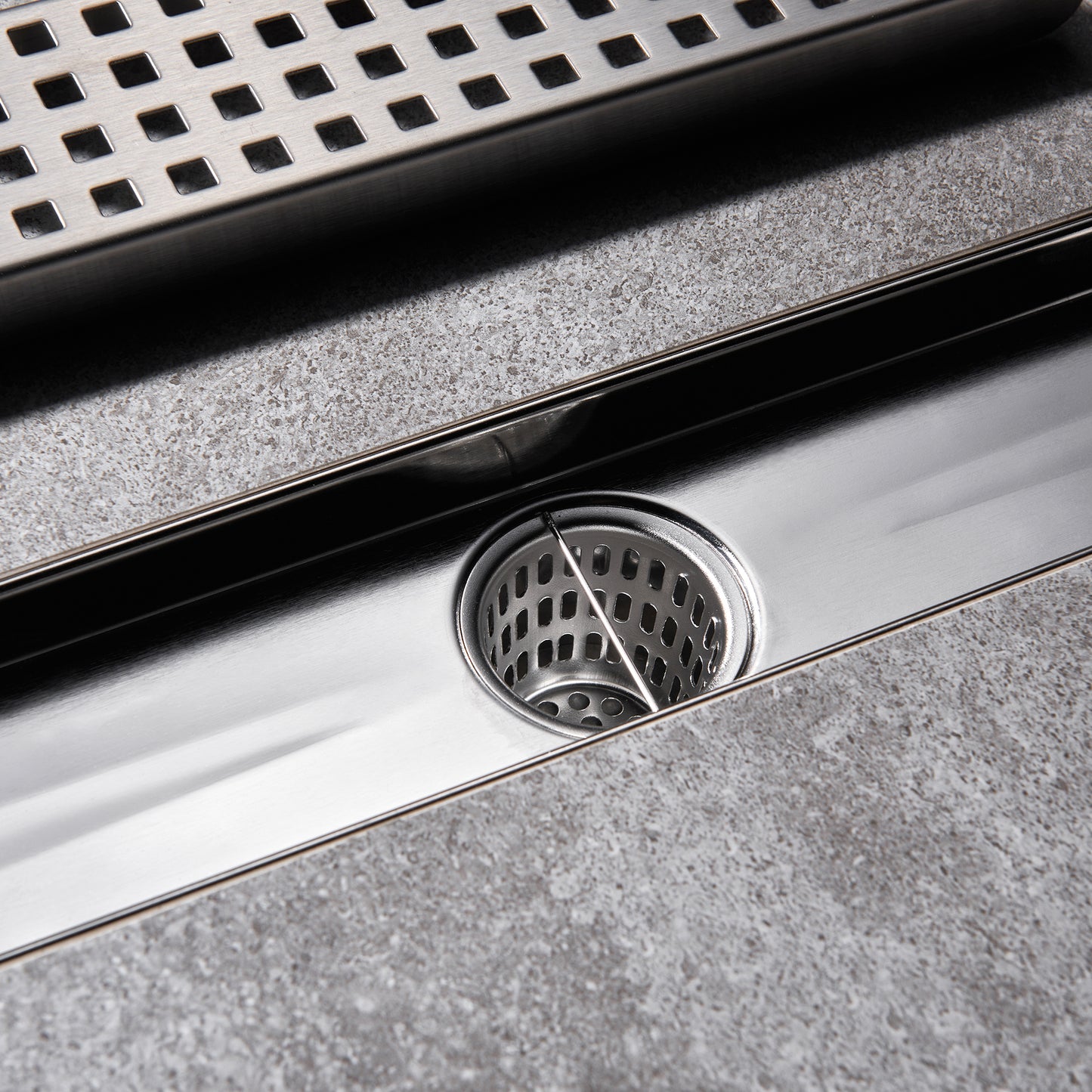 FD01-12-TB 12 in. Stainless Steel Linear Shower Drain with Square Pattern Drain Cover in Brushed Nickel