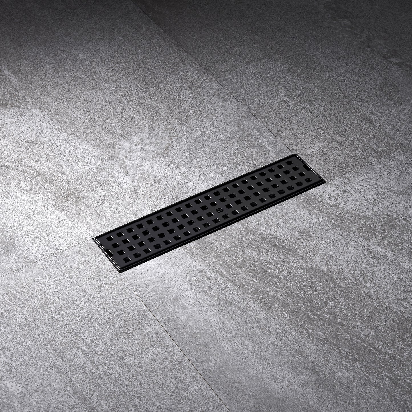 FD01-12-TM 12 in. Stainless Steel Linear Shower Drain with Square Pattern Drain Cover in Matte Black