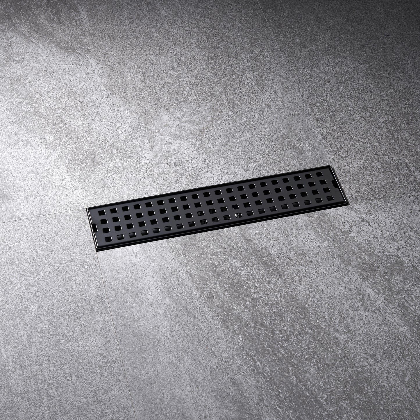 FD01-12-TM 12 in. Stainless Steel Linear Shower Drain with Square Pattern Drain Cover in Matte Black