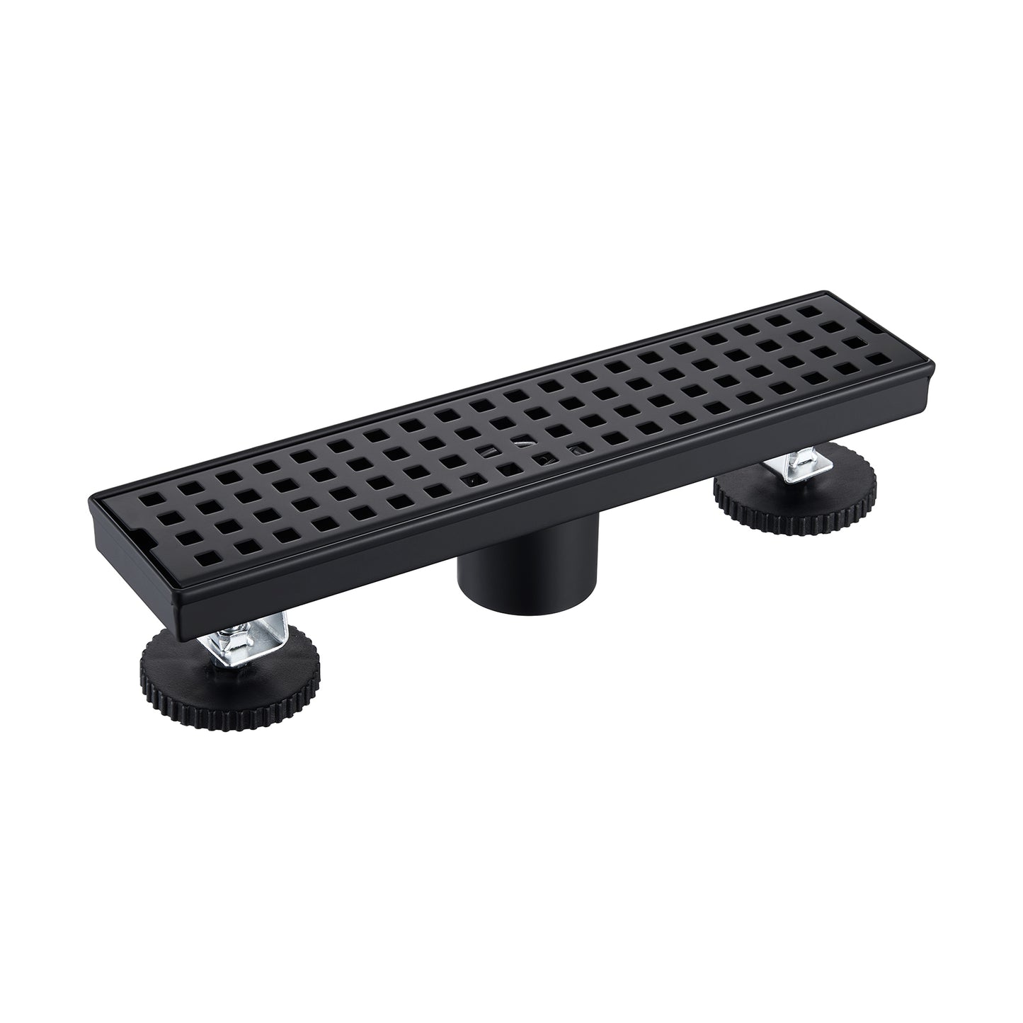 FD01-12-TM 12 in. Stainless Steel Linear Shower Drain with Square Pattern Drain Cover in Matte Black