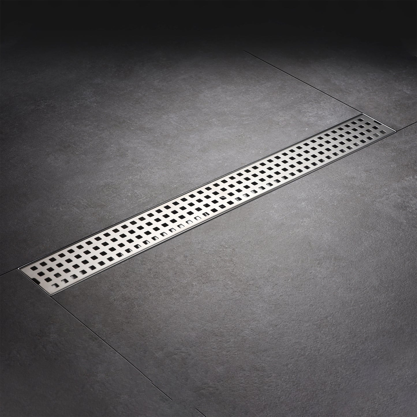 FD01-24-TB 24 in. Stainless Steel Linear Shower Drain with Square Pattern Drain Cover in Stainless Steel