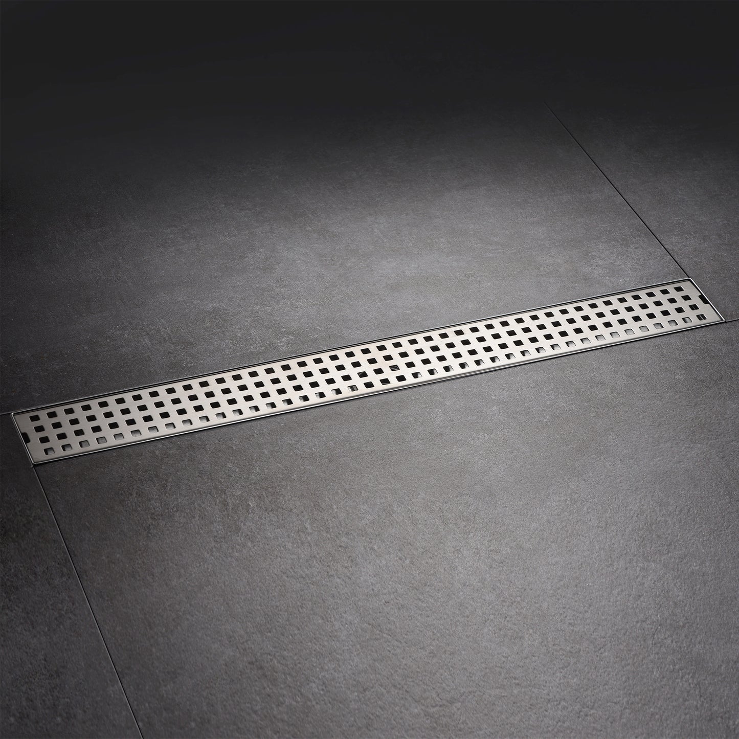 FD01-24-TB 24 in. Stainless Steel Linear Shower Drain with Square Pattern Drain Cover in Stainless Steel