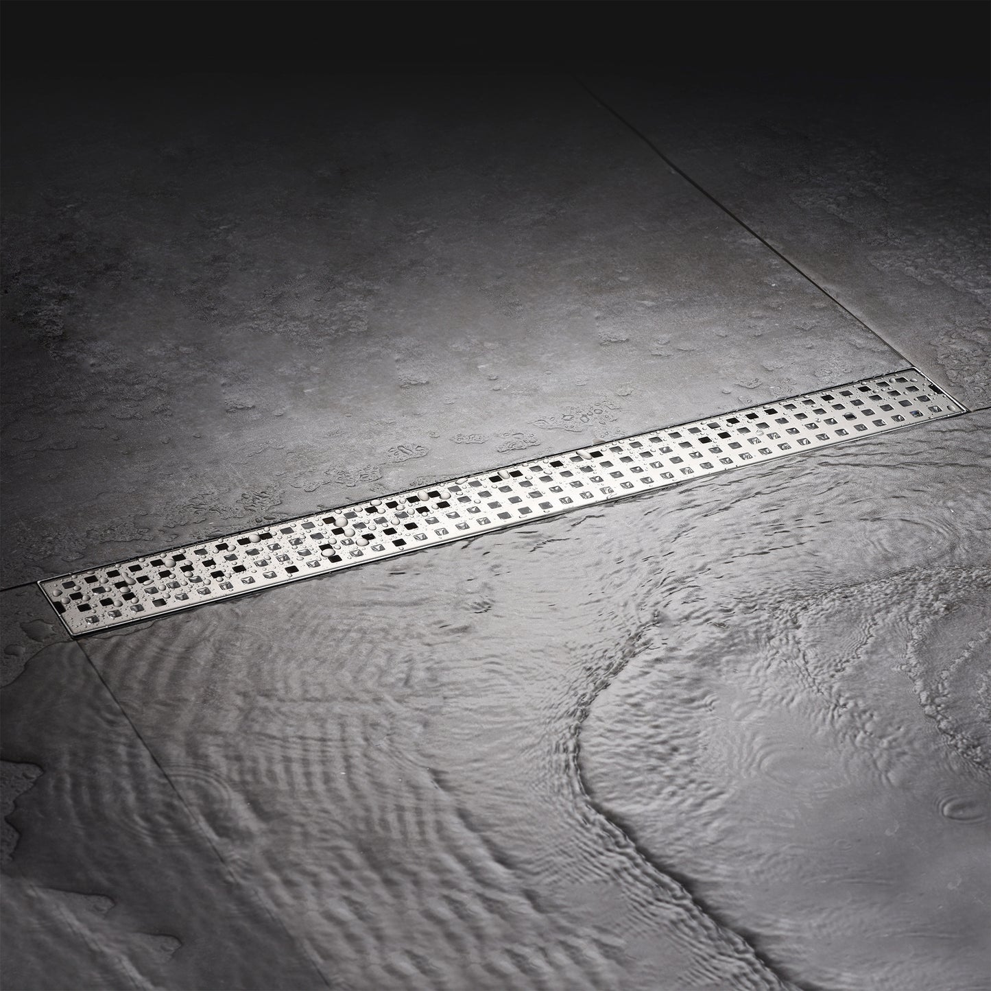 FD01-24-TB 24 in. Stainless Steel Linear Shower Drain with Square Pattern Drain Cover in Stainless Steel
