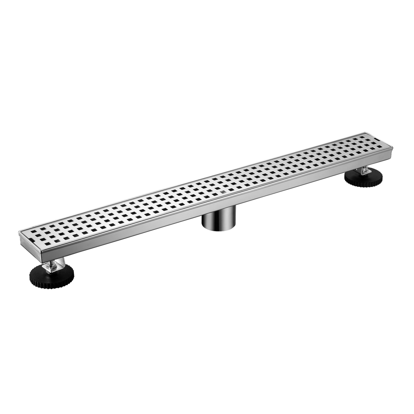 FD01-24-TB 24 in. Stainless Steel Linear Shower Drain with Square Pattern Drain Cover in Stainless Steel