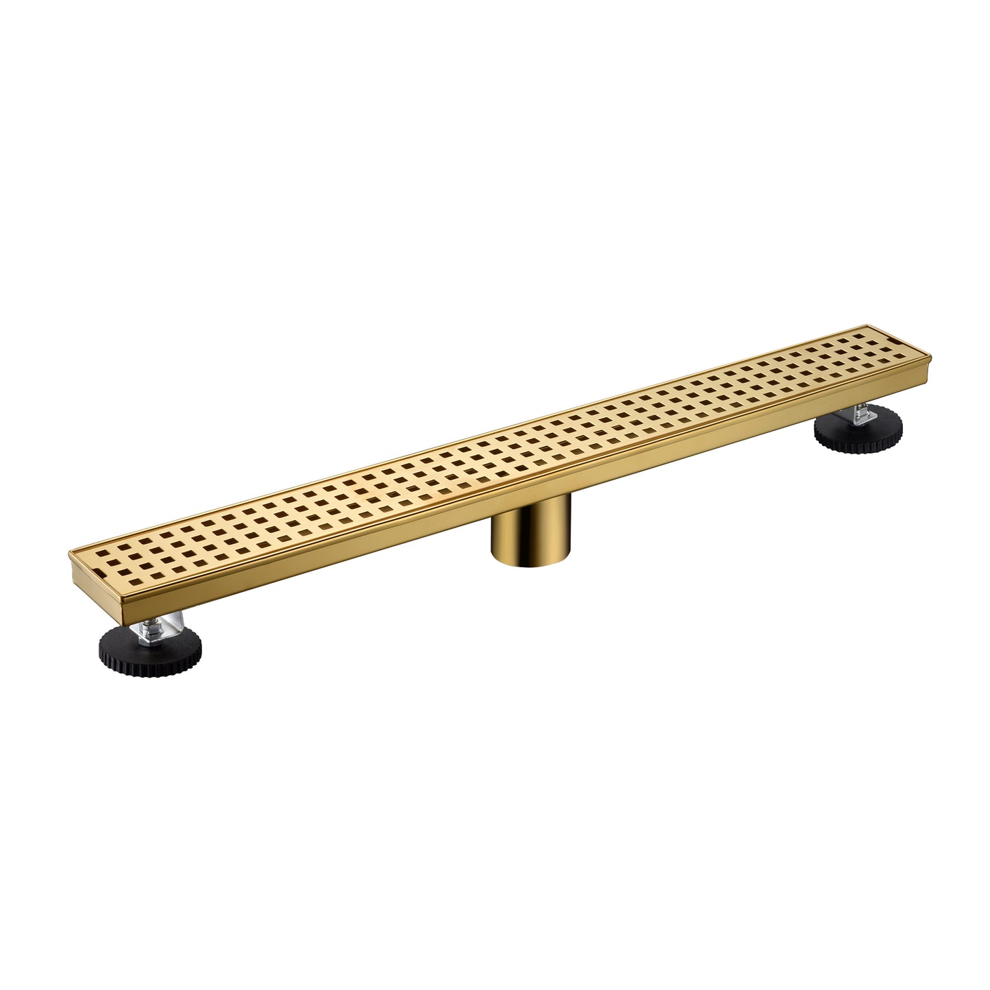 FD01-24-TG 24 in. Stainless Steel Linear Shower Drain with Square Pattern Drain Cover in Brushed Gold