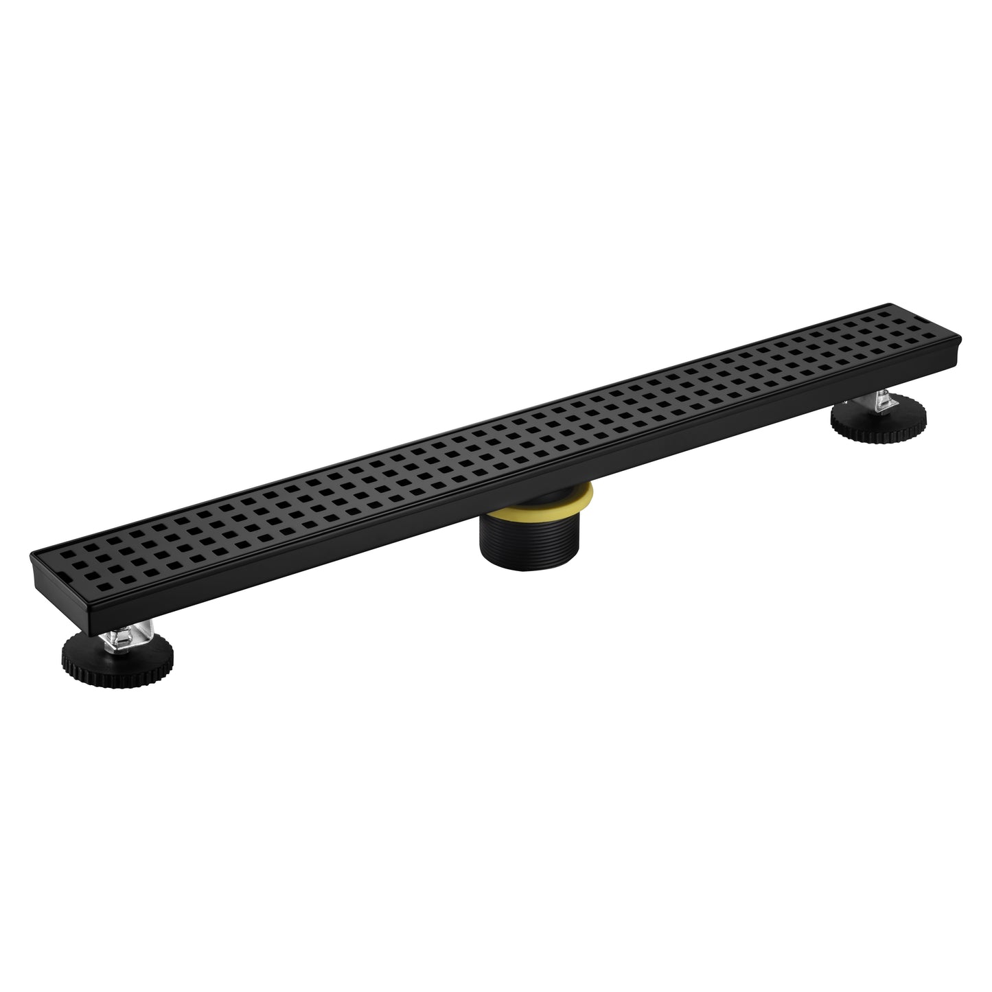 FD01-24-TM 24 in. Stainless Steel Linear Shower Drain with Square Pattern Drain Cover in Matte Black
