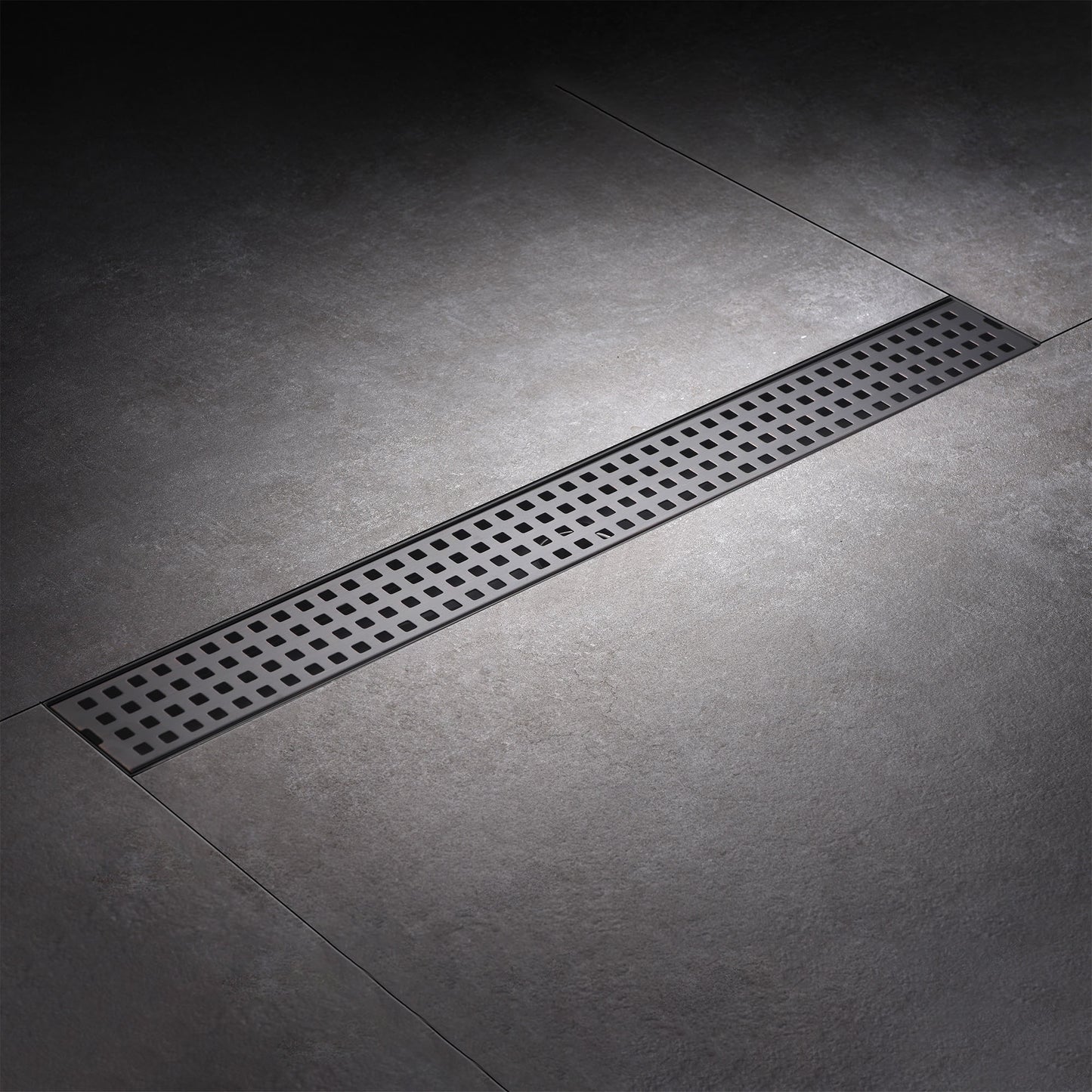 FD01-24-TO 24 in. Stainless Steel Linear Shower Drain with Square Pattern Drain Cover in Oil Rubbed Bronze