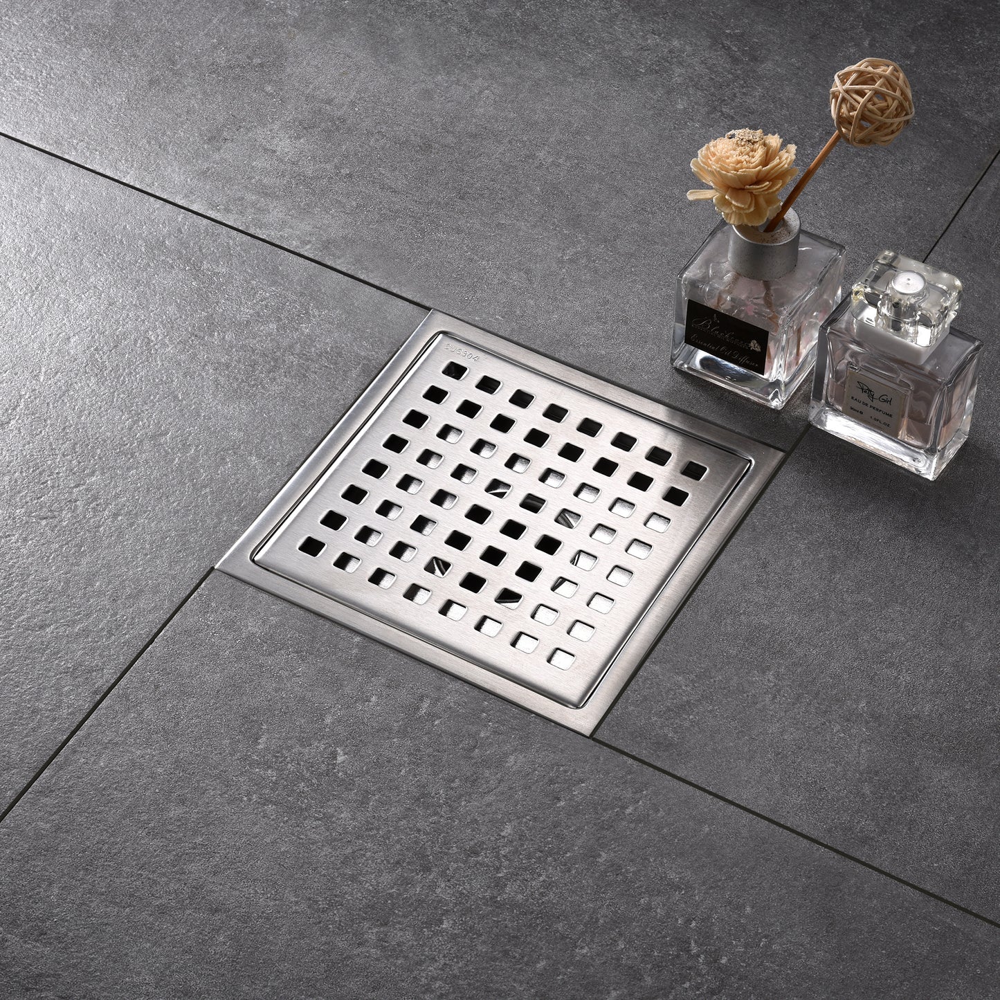 FD01-6-TB 6 in. x 6 in. Stainless Steel Square Shower Drain in Stainless Steel