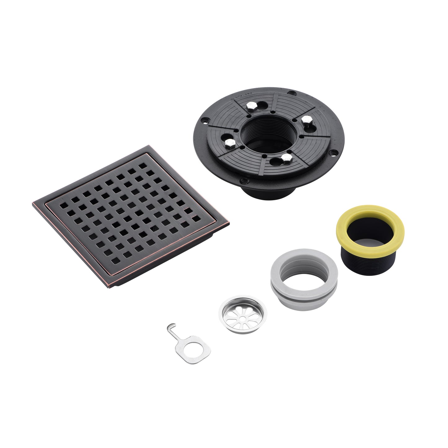 FD01-6-TO 6 in. x 6 in. Stainless Steel Square Shower Drain in Oil Rubbed Bronze