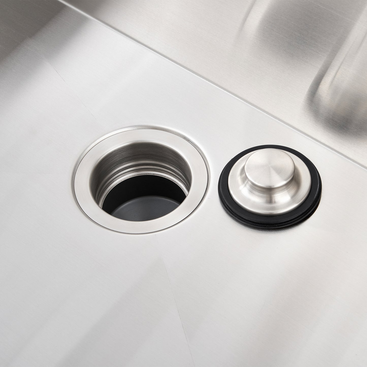 GD02-B Kitchen Sink Garbage Disposal Flange and Stopper in Brushed Stainless Steel