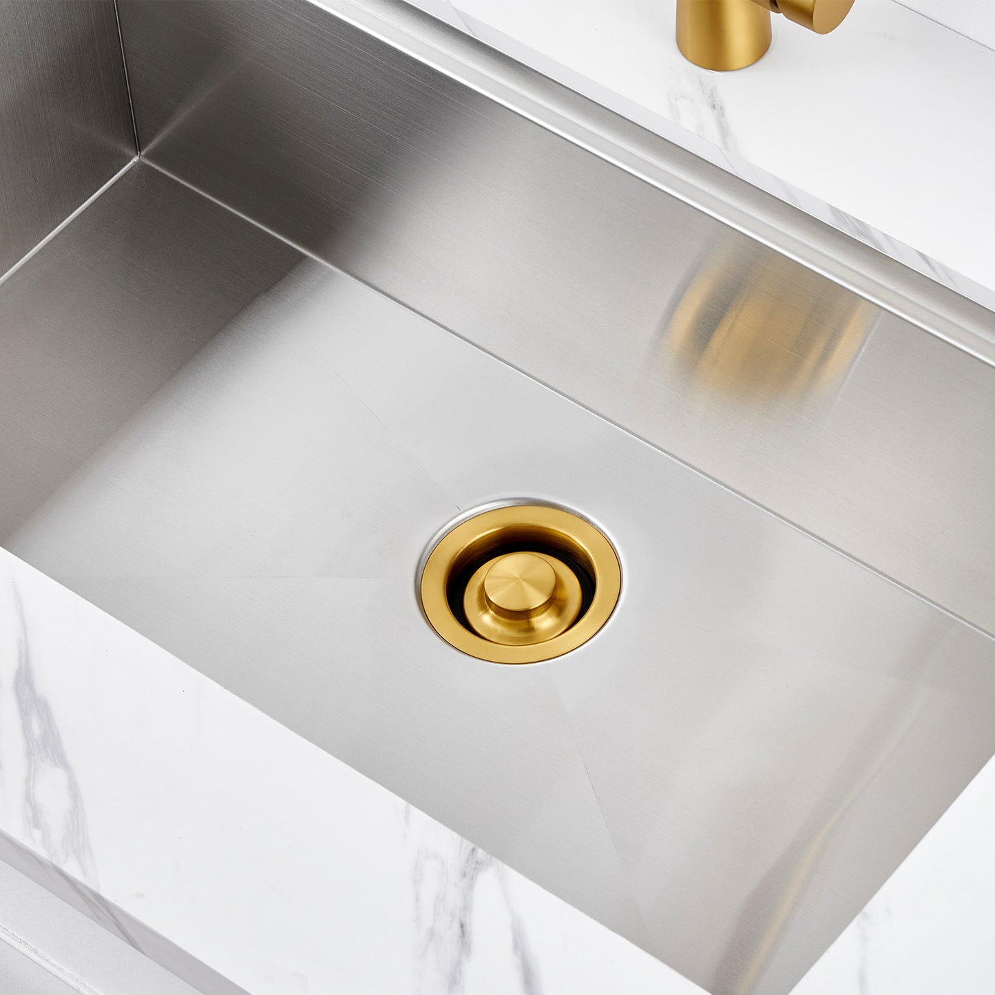 GD02-G Kitchen Sink Garbage Disposal Flange and Stopper in Brushed Gold