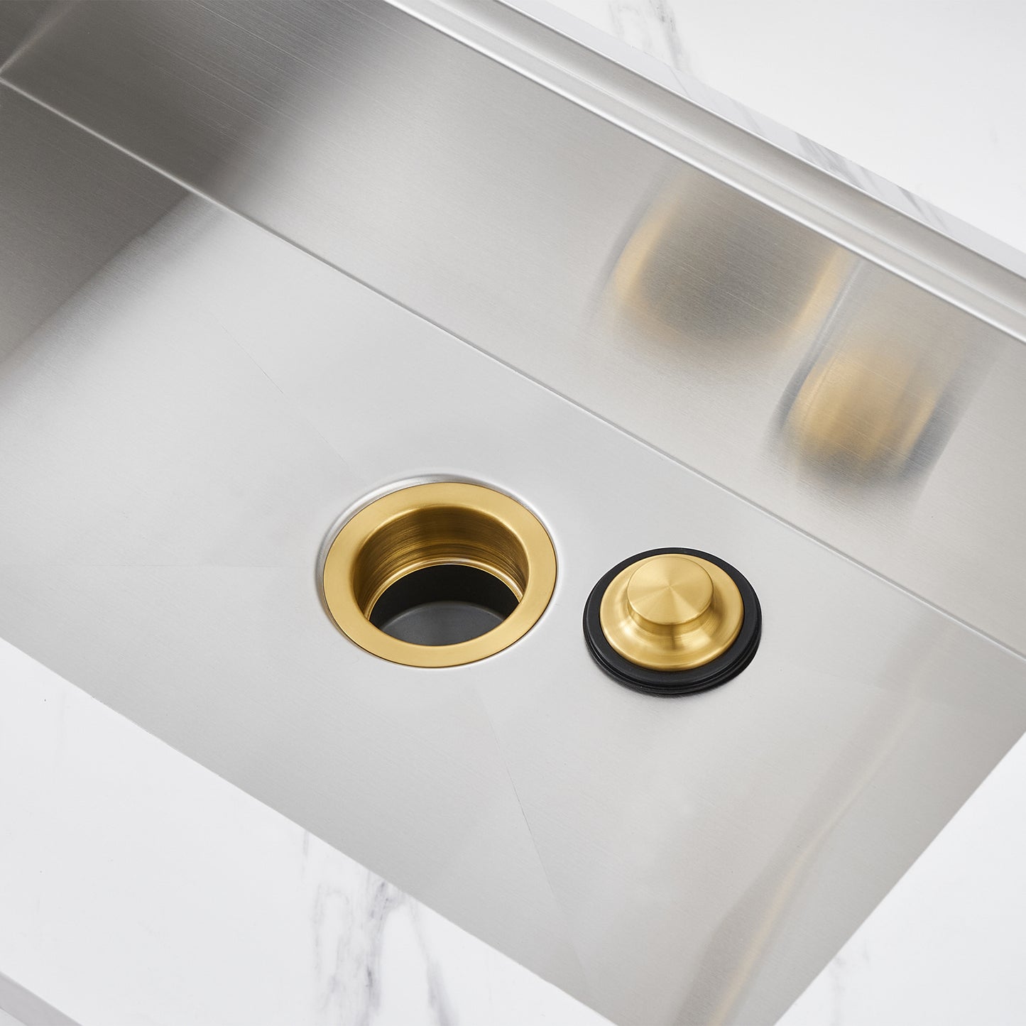 GD02-G Kitchen Sink Garbage Disposal Flange and Stopper in Brushed Gold