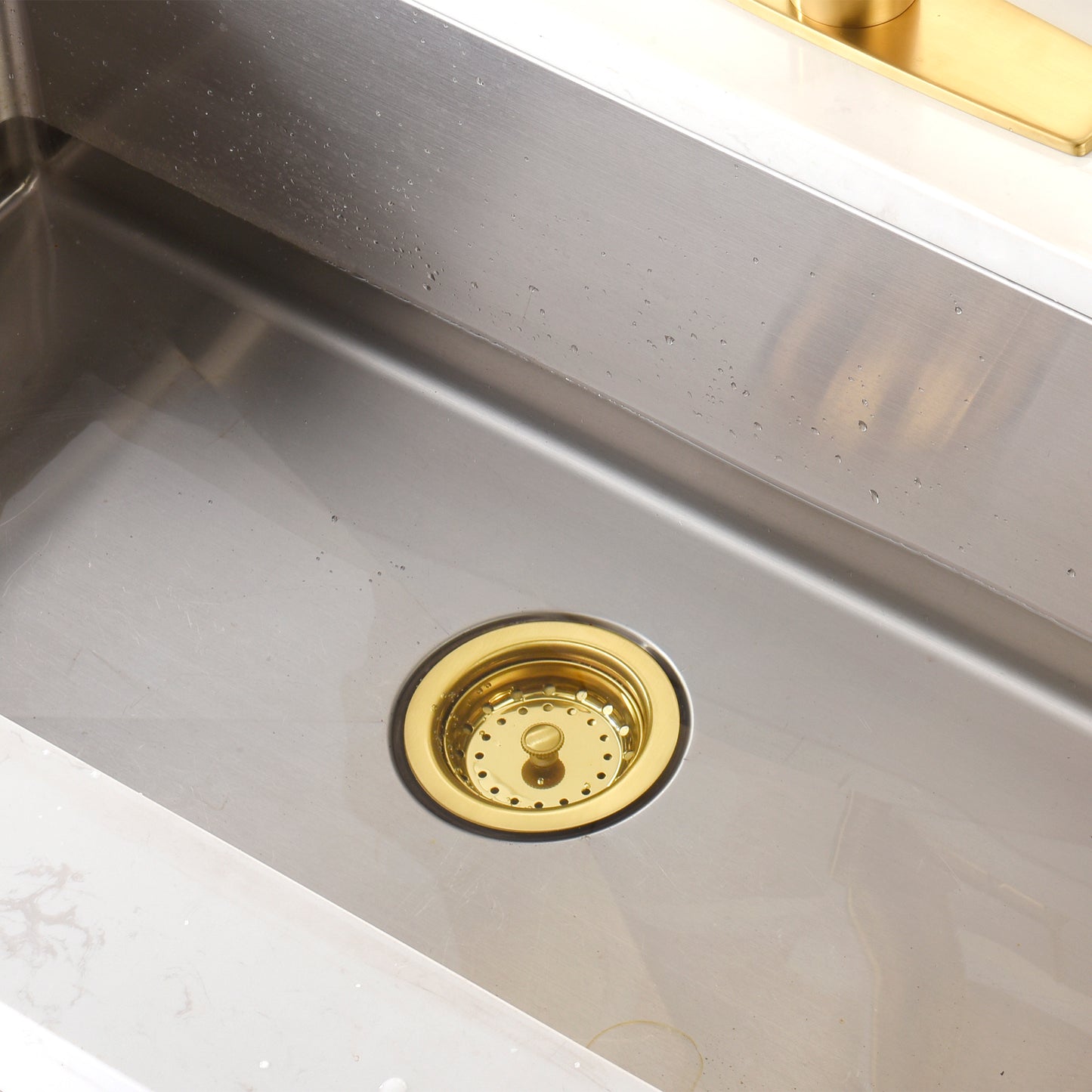 KS01-G 3-1/2 in. Drop-In Kitchen or Bar Sink Basket Strainer in Brushed Gold