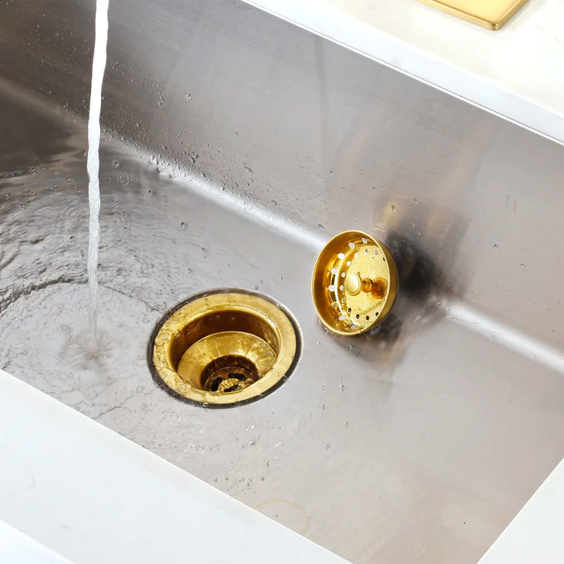 KS03-G 3-1/2 in. Drop-In Kitchen or Bar Sink Basket Strainer in Brushed Gold