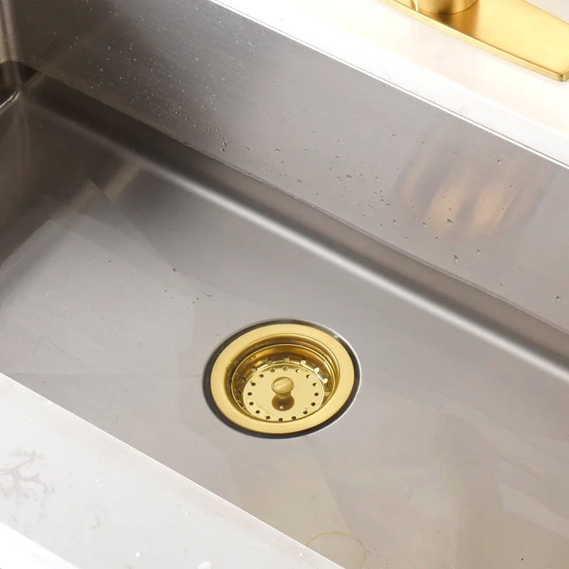 KS03-G 3-1/2 in. Drop-In Kitchen or Bar Sink Basket Strainer in Brushed Gold