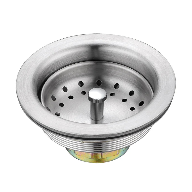 KS03-B 3-1/2 in. Drop-In Kitchen or Bar Sink Basket Strainer in Brushed Stainless Steel
