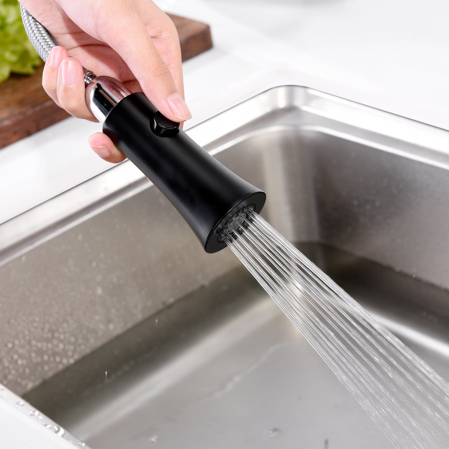 KTS11-TM Single-Handle Pull-Down Sprayer Kitchen Faucet with 2-Function Sprayhead 298 in Matte Black